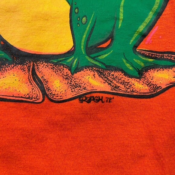 70s Vintage Frog Graphic Tee Mens Large Animals Nature Ribet Lilypad Reptiles - Picture 3 of 9